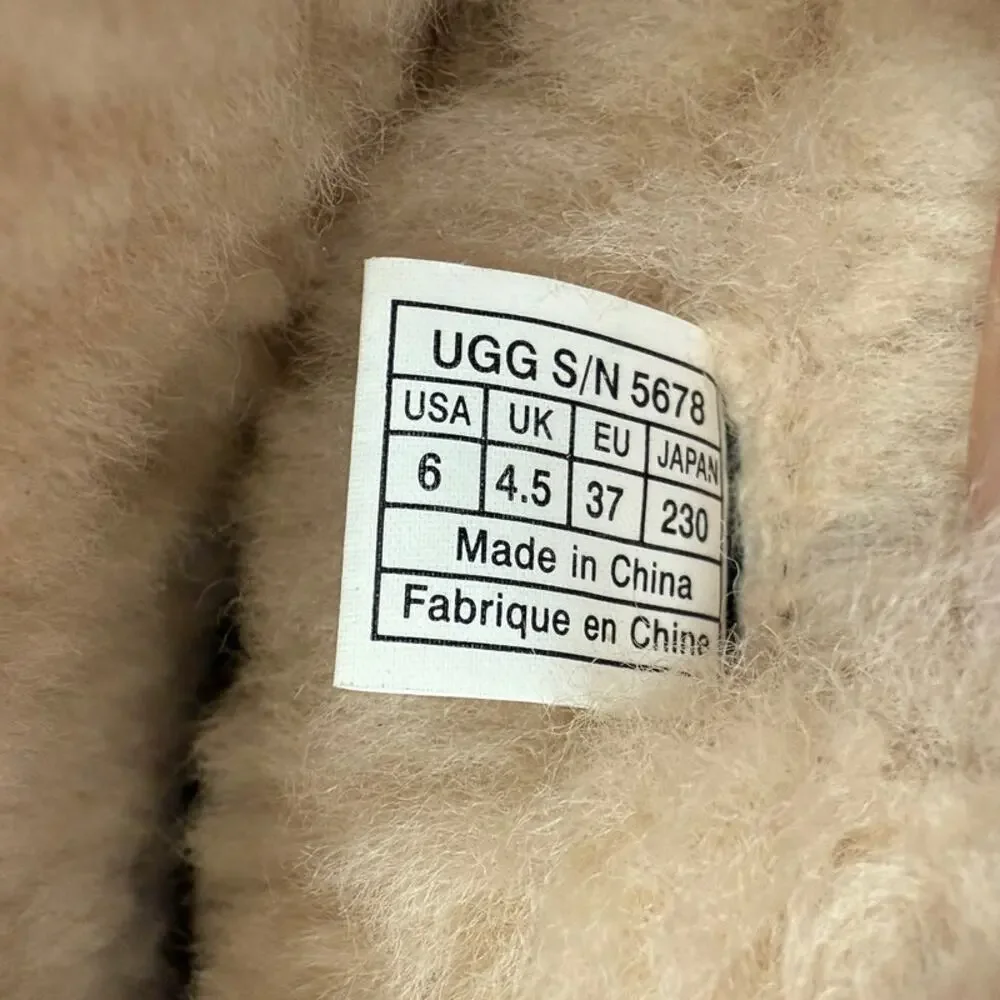 Ugg Kensington EUC‎ Pull On Two Buckle Brown Nubuck Shearling Mid Calf Boots 6